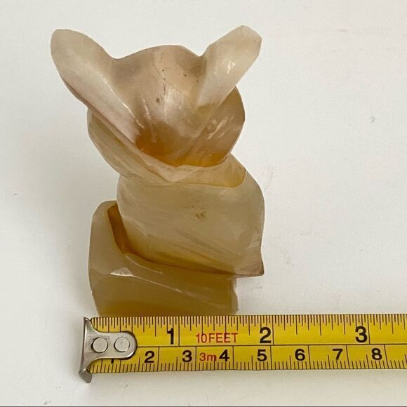 4” Carved Alabaster Owl Figurine Table Decoration Realistic - Picture 5 of 5